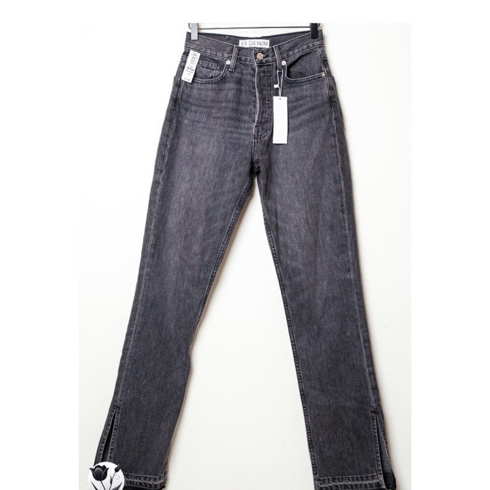 NWT EB Denim Black Two Jean Size 27 Inseam 33 High Rise Straight Made in USA